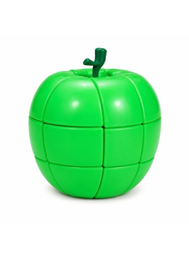 واي جيه مكعب السرعة Cubuzzle YJ Apple Cube 3x3 باللون الأخضر – لغز فريد على شكل فاكهة بدون ملصقات، دوران احترافي سلس، لعبة ذكاء ممتعة وهدية مميزة لعشاق الألغاز - Image 1