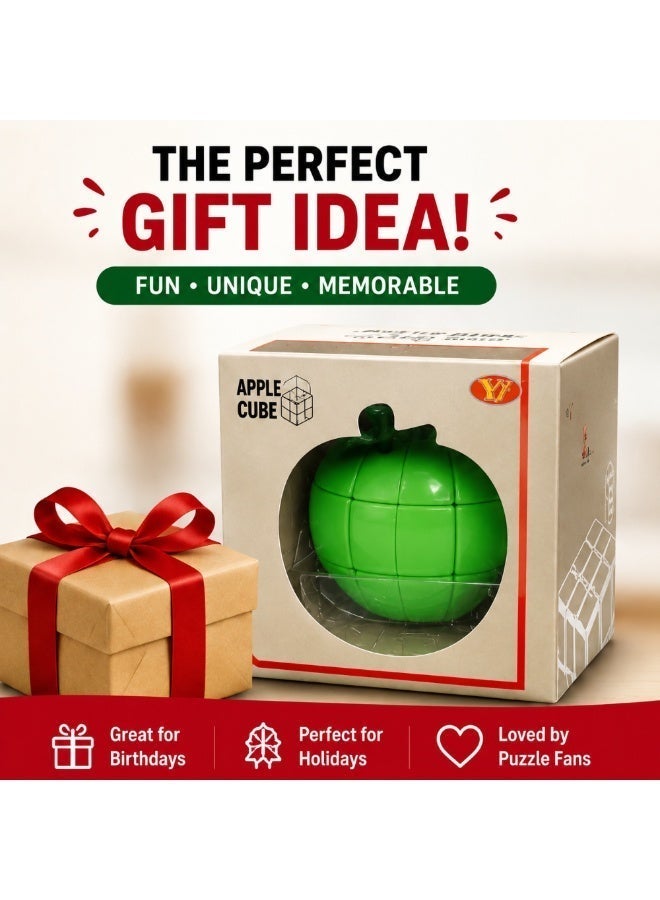 واي جيه مكعب السرعة Cubuzzle YJ Apple Cube 3x3 باللون الأخضر – لغز فريد على شكل فاكهة بدون ملصقات، دوران احترافي سلس، لعبة ذكاء ممتعة وهدية مميزة لعشاق الألغاز - Image 5