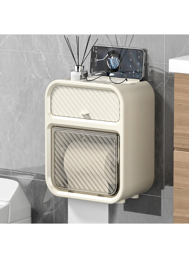 Noon East Tissue Box Cover Premium Hotel Series Clear PP Wall Mounted Facial Tissues Dispenser, Horizontal & Vertical for Bathroom, 17.5 x 12 x 22 cm, Milk White - Image 1