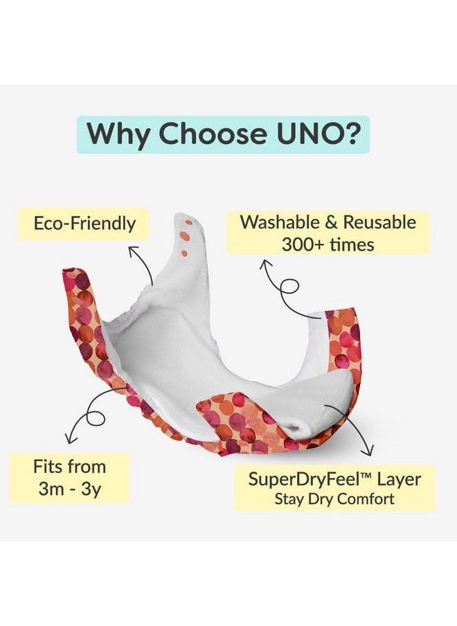Superbottoms - Uno Freesize Cloth Diaper ; Cloth Diaper For Babies 0 To 3 Years ; Washable & Reusable Cloth Diaper ; Comes With Cloth Diaper Inserts ; 1 Organic Cotton Soaker (Li'L Crush) - Image 1