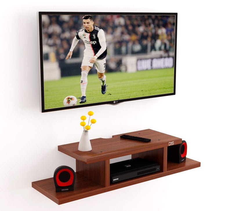 DAS Wall Mount TV Entertainment Unit with Set Top Box Stand, Ideal for Living Room and Office Walls Classic Walnut- Lewis (Ideal for 24" to 32") - Image 1