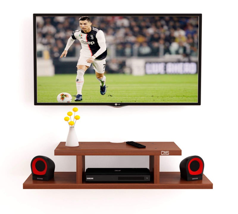 DAS Wall Mount TV Entertainment Unit with Set Top Box Stand, Ideal for Living Room and Office Walls Classic Walnut- Lewis (Ideal for 24" to 32") - Image 2