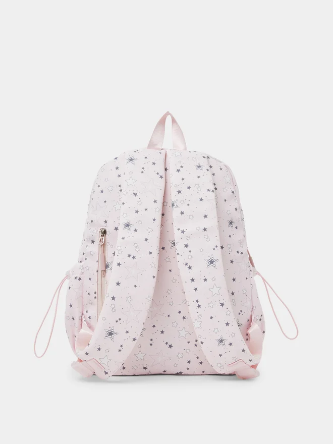 Styli Styli Girls Star Print Backpack with Zip Closure