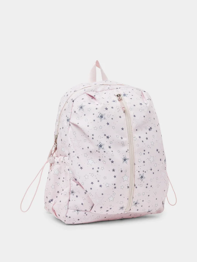 Styli Styli Girls Star Print Backpack with Zip Closure