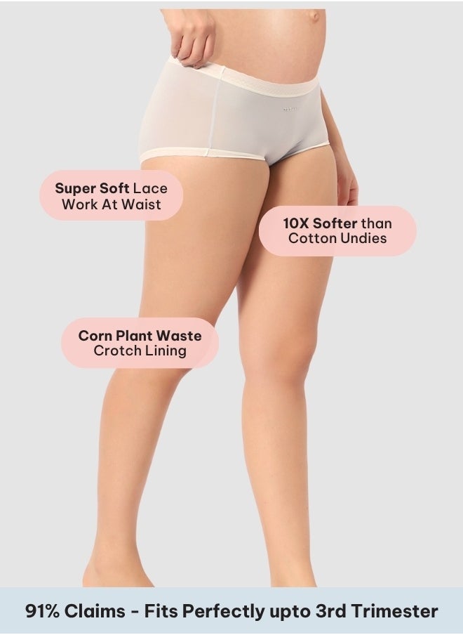 Intimate Queen Corn Bae Maternity Lacy Boy Shorts – Ultra-Soft, No Roll-Ups & Gusset Support, Full Coverage Comfort for Every Trimester  - Image 2