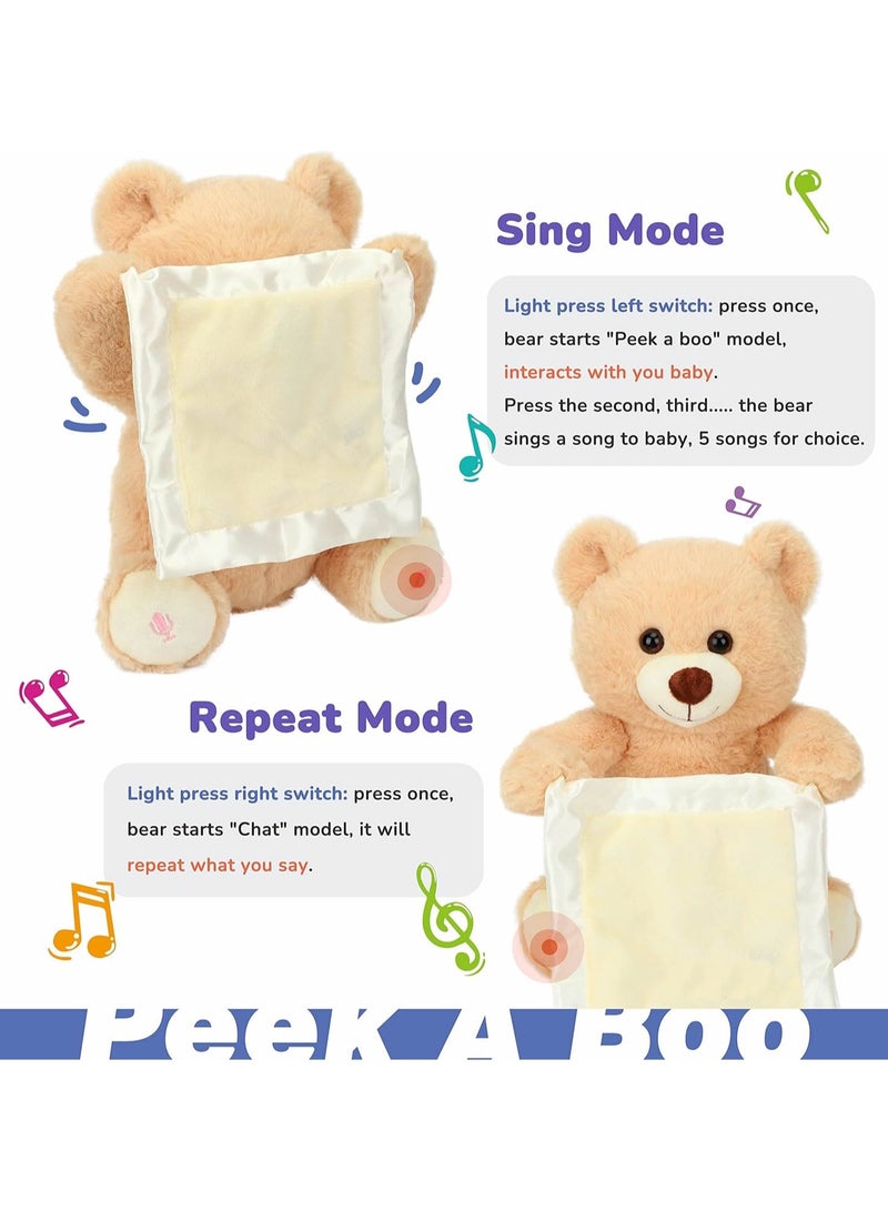 Stuffed Bear Plush Interactive Hide and Seek Stuffed Toy Repeat What You Say Sing Music Educational Animated Toy - Image 4