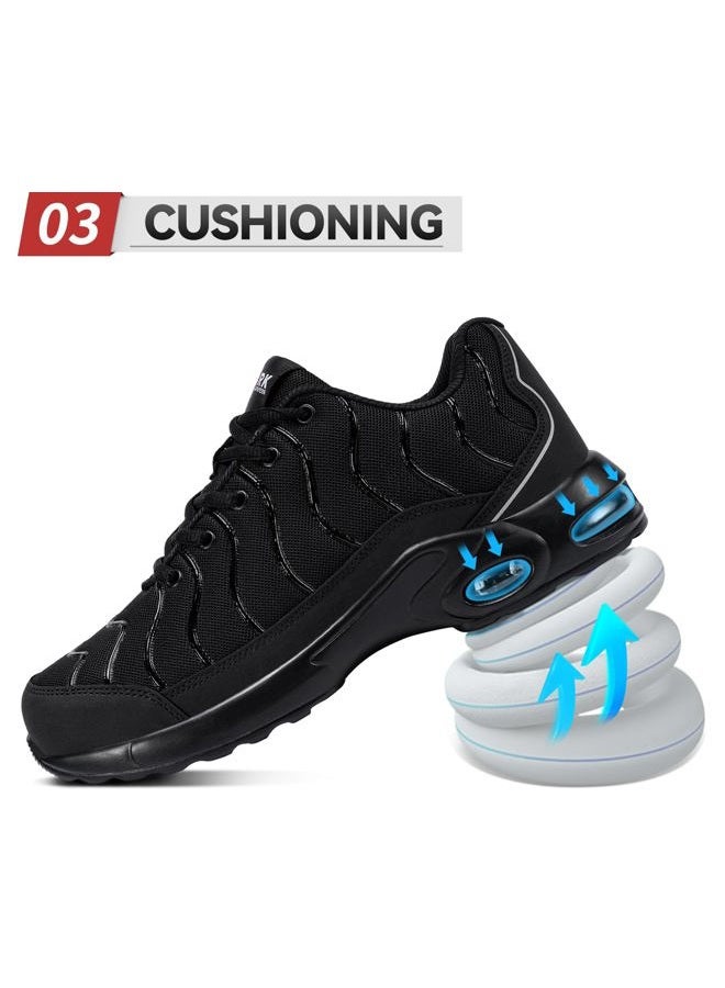 LARNMERN Steel Toe Shoes for Men Women Lightweight Puncture Proof Work Safety Sneakers Breathable Slip Resistant Tennis Shoe, Greyish Black, 12 Women/10.5 Men - Image 5