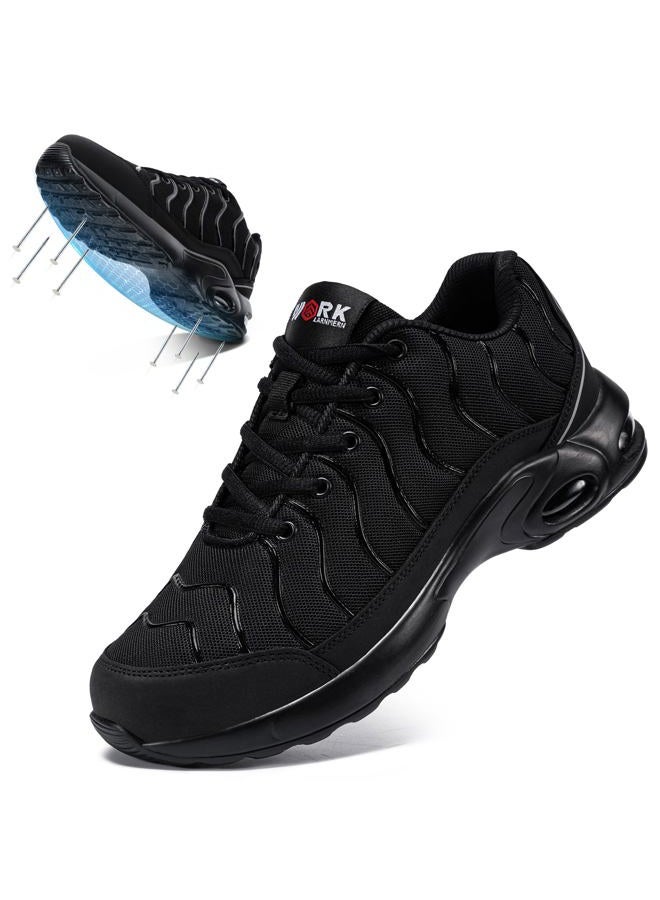 LARNMERN Steel Toe Shoes for Men Women Lightweight Puncture Proof Work Safety Sneakers Breathable Slip Resistant Tennis Shoe, Greyish Black, 12 Women/10.5 Men - Image 1