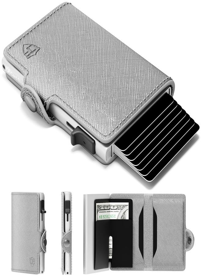Conceal Plus Wallet for Men, Pop Up Wallet Credit Card Holder - RFID Blocking, Slim Minimalist Credit Card Case, Saffiano Platinum, slim, Minimalist - Image 1