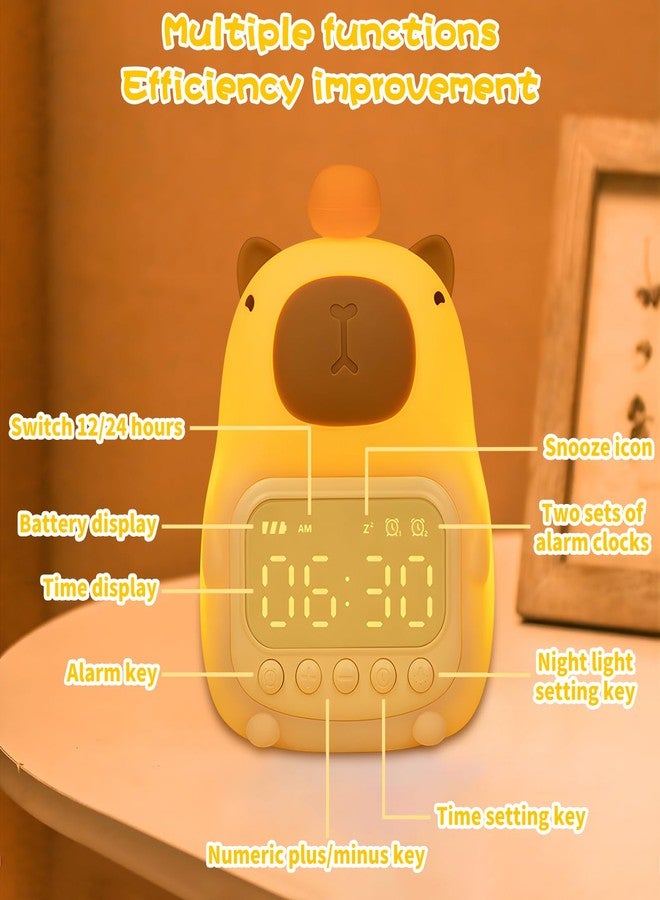 WATSAVPUP Children's Capybara Alarm Clock for Boys and Girls Bedroom LED Cute Bedside Alarm Clock with Digital Display Kids Sleep Trainer Can Wake Up Light and Night Light - Image 3