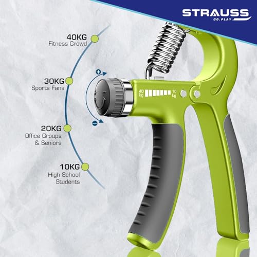 Strauss Adjustable Hand Grip| Adjustable Resistance (10KG - 40KG) | Hand Gripper for Home & Gym Workouts | Perfect for Finger & Forearm Hand Exercises & Strength Building for Men & Women (Black/Green) - Image 2