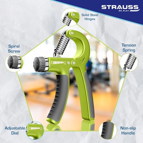 Strauss Adjustable Hand Grip| Adjustable Resistance (10KG - 40KG) | Hand Gripper for Home & Gym Workouts | Perfect for Finger & Forearm Hand Exercises & Strength Building for Men & Women (Black/Green) - Image 3