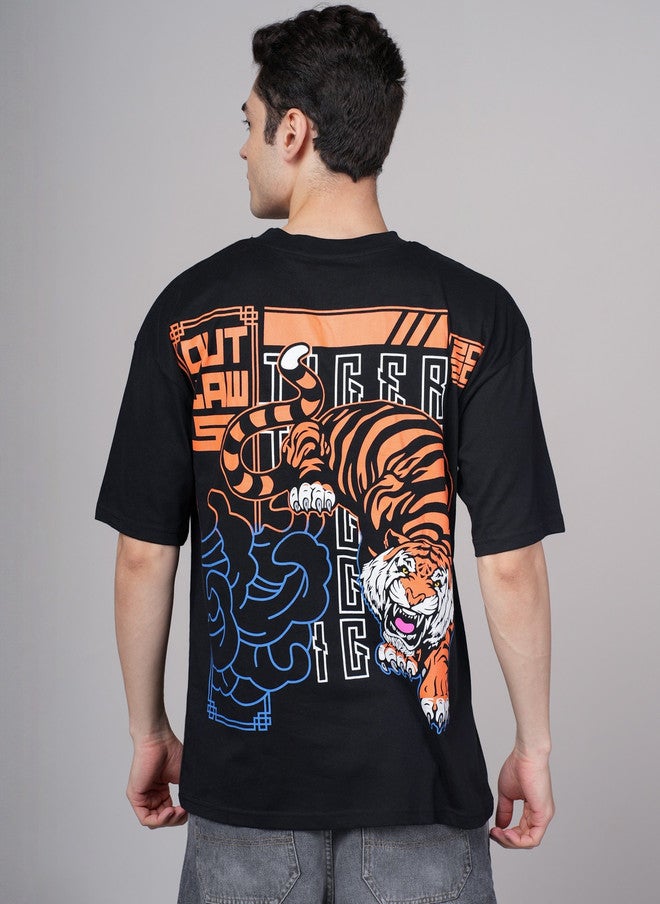 OUTLAWS Men's Graphic Printed Oversized T-Shirt with Drop-Shoulder Sleeves | Color Lock Technology | No Shrinkage | Soft, Breathable & Comfortable Casual Streetwear - Image 1