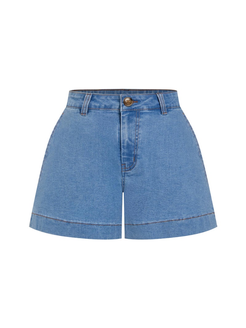 CIDER Jean Shorts for Women Denim Shorts with Pockets Mid Rise Stretchy Casual Jorts Trendy Summer Outfits Y2K - Image 1