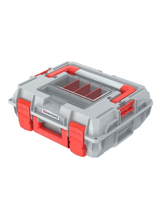 Kistenberg C Block Alu Log 15 Multi Compartment Heavy Duty Tool Case Cool Grey and Red 16.8 x 38 x 45 cm - Image 1