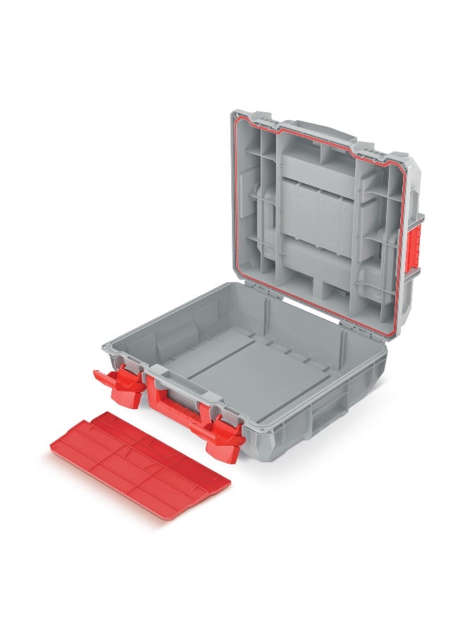 Kistenberg C Block Alu Log 15 Multi Compartment Heavy Duty Tool Case Cool Grey and Red 16.8 x 38 x 45 cm - Image 2