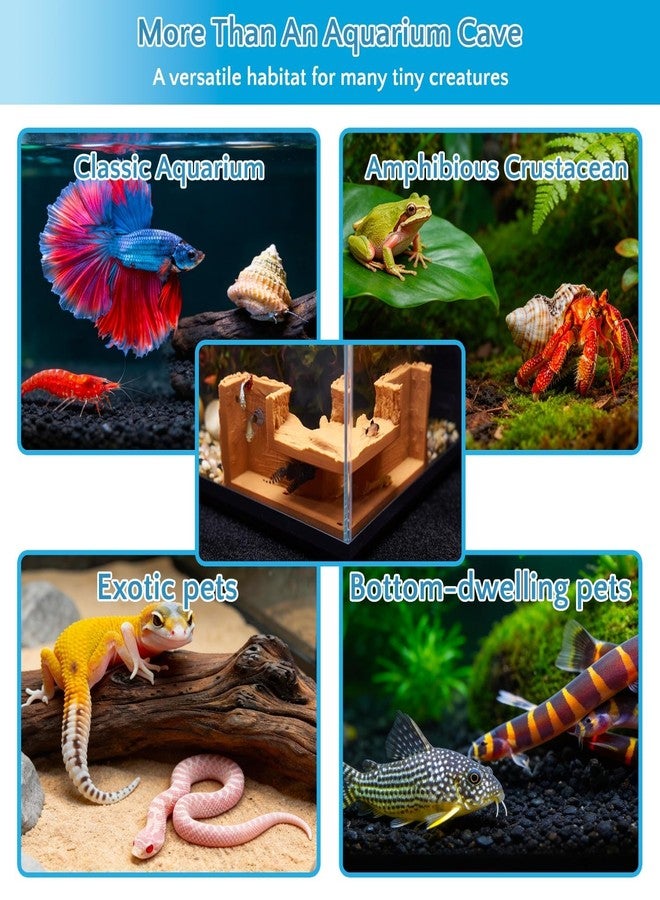 NUPICK Brown Aquarium Cave for Corners, PETG 3D Printed Fish Tank Cave Hideout with Smooth Surface, Natural Wood-Like Aquarium Tunnel, Fish Tank Decor for Bettas, Shrimp, Corys, Loaches, Snails - Image 5
