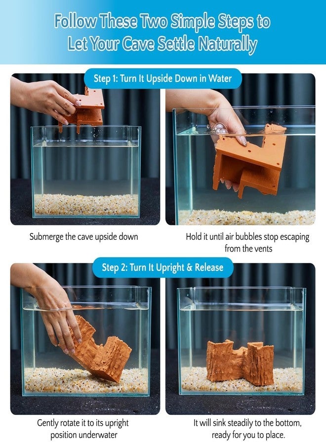 NUPICK Brown Aquarium Cave for Corners, PETG 3D Printed Fish Tank Cave Hideout with Smooth Surface, Natural Wood-Like Aquarium Tunnel, Fish Tank Decor for Bettas, Shrimp, Corys, Loaches, Snails - Image 3