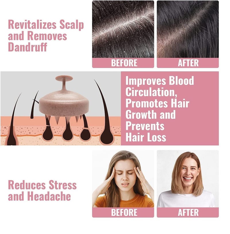 Valkyrie فرشاة شامبو لتدليك فروة الرأس، جسم من قش القمح مع شعيرات سيليكون ناعمة، مقشر فروة الرأس، مقشر فروة الرأس | إزالة القشرة، يمنع تساقط الشعر للرجال والنساء (أبيض عتيق) - Image 2