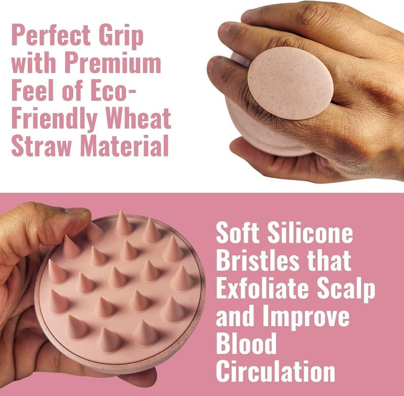 Valkyrie فرشاة شامبو لتدليك فروة الرأس، جسم من قش القمح مع شعيرات سيليكون ناعمة، مقشر فروة الرأس، مقشر فروة الرأس | إزالة القشرة، يمنع تساقط الشعر للرجال والنساء (أبيض عتيق) - Image 5