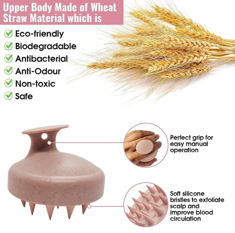 Valkyrie فرشاة شامبو لتدليك فروة الرأس، جسم من قش القمح مع شعيرات سيليكون ناعمة، مقشر فروة الرأس، مقشر فروة الرأس | إزالة القشرة، يمنع تساقط الشعر للرجال والنساء (أبيض عتيق) - Image 4