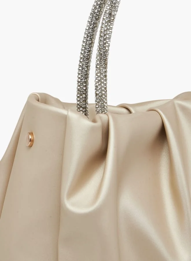 Flora Bella By Shoexpress Women's Logo Detail Tote Bag with Embellished Top Handles