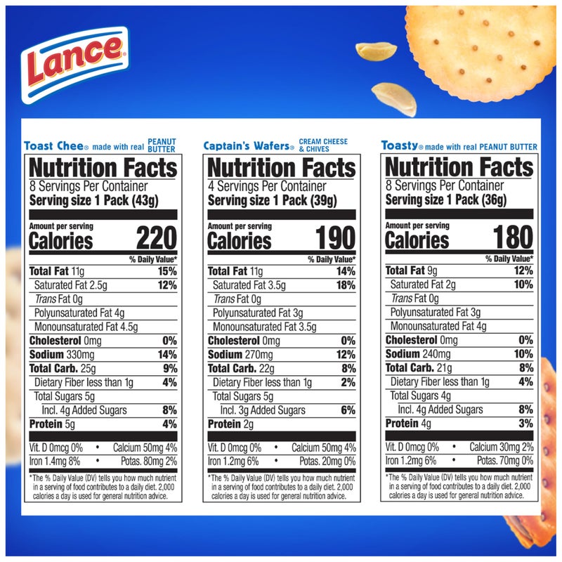 Lance Sandwich Crackers, Variety Pack, 3 Flavors, 20 Individually Wrapped Packs, 6 Sandwiches Each - Image 3
