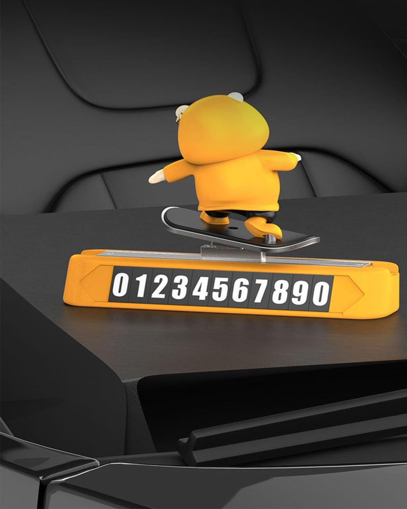INOCEAN Skating Panda for Car Dashboard, Cute Yellow Bear Car Decor with Stable Base, Funny Moving Car Accessory, for All Ages, Vibrant Dashboard Ornament (Yellow) - Image 4