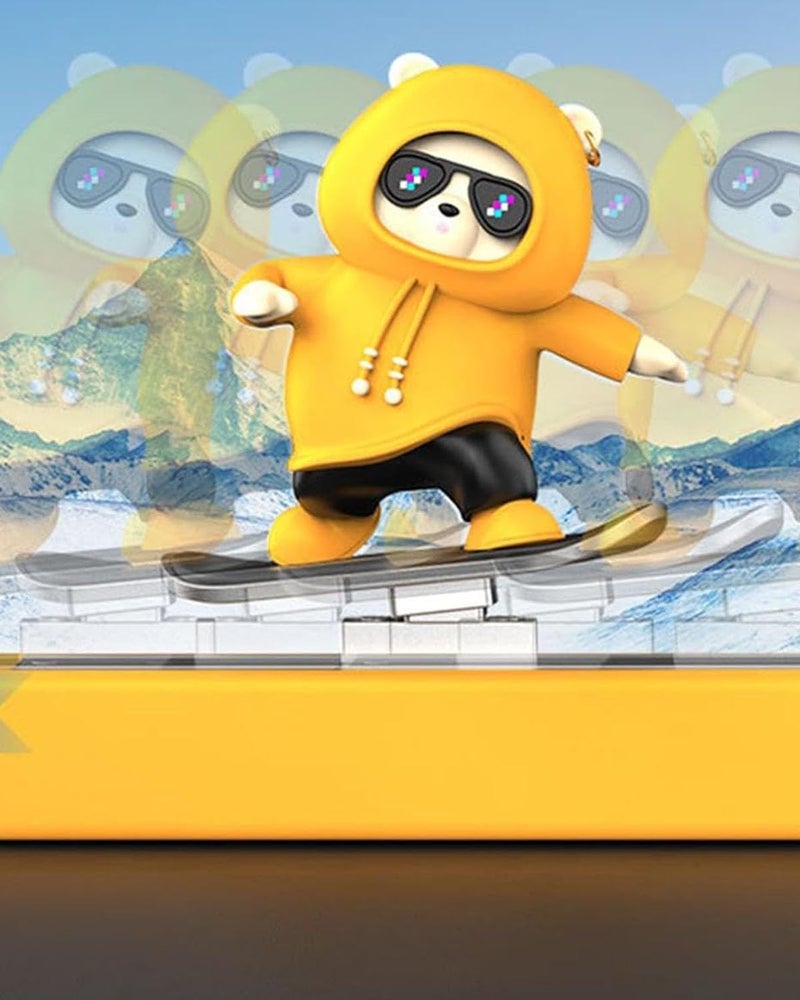 INOCEAN Skating Panda for Car Dashboard, Cute Yellow Bear Car Decor with Stable Base, Funny Moving Car Accessory, for All Ages, Vibrant Dashboard Ornament (Yellow) - Image 5