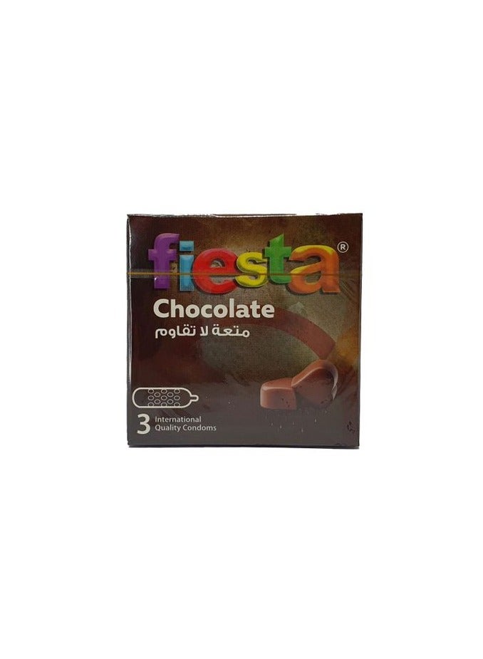 Fiesta Chocolate Condom For Men - 3 Pcs - Image 1