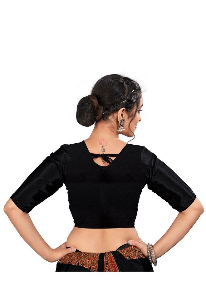 SIRIL Silk Crepe Printed Saree for Women With Unstitched Blouse Piece (3441S3023_Black) - Image 3