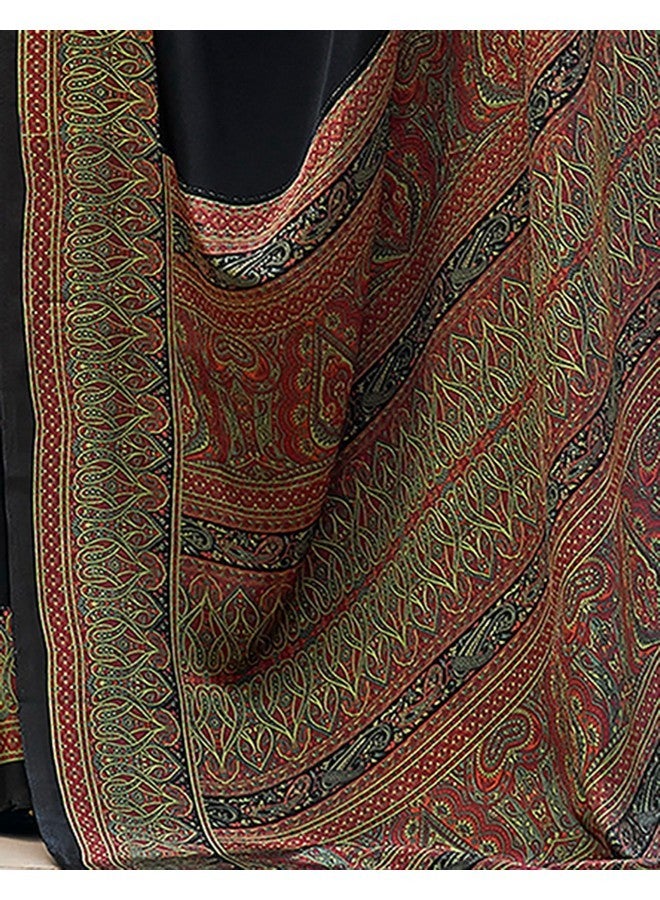 SIRIL Silk Crepe Printed Saree for Women With Unstitched Blouse Piece (3441S3023_Black) - Image 5