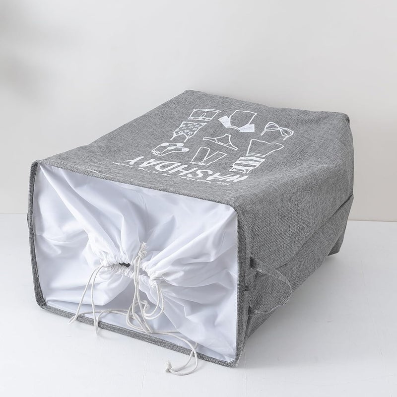 Kuber Industries Laundry Basket For Clothes|Foldable Laundry Hamper|Basket For Toys, Dirty clothes, Storage "45 LTR" (Grey) - Image 4