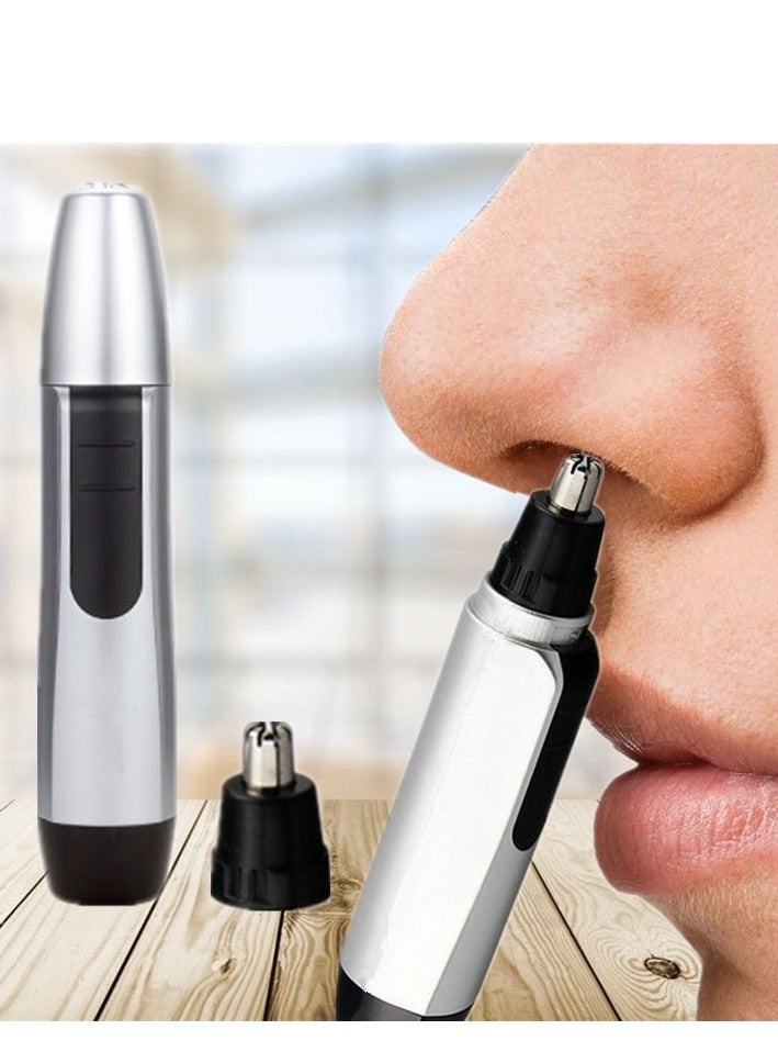 مقص شعر أنف وأذن بدون ألم، يعمل بالبطارية مع شفرات مزدوجة - للرجال والنساء (أسود) - Image 2