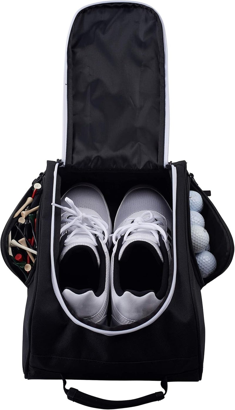 Athletico Golf Shoe Bag - Zippered Shoe Carrier Bags With Ventilation & Outside Pocket for Socks, Tees, etc. Perfect Storage (Black) - Image 1