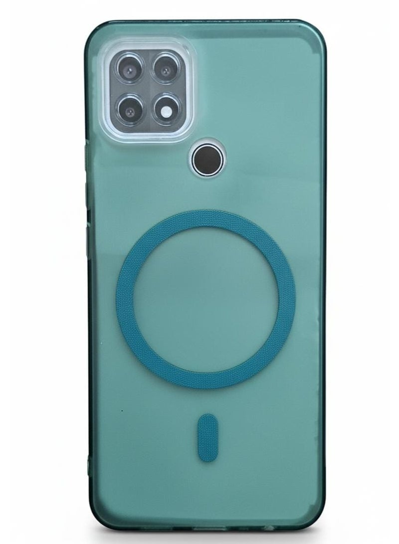 جراب واقٍ شفاف أنيق باللون الأخضر لهاتف Oppo A15/A15S/A35 - حماية فائقة ومظهر عصري