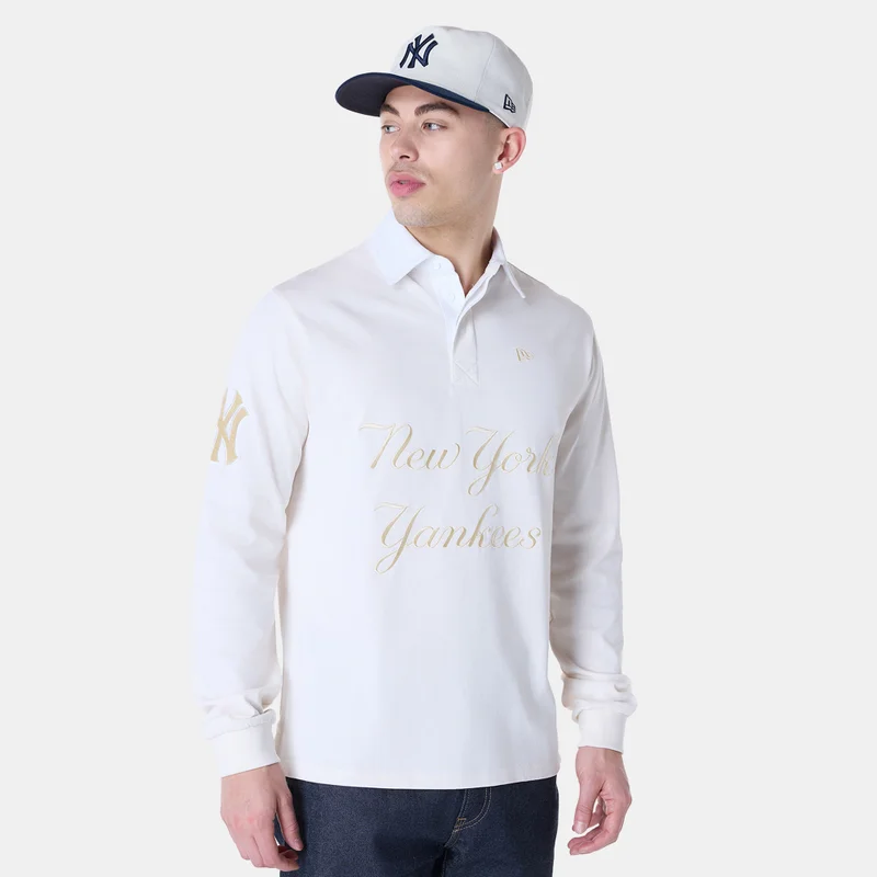 New Era White Men's MLB New York Yankees Script Rugby Shirt for Men | Best Price UAE