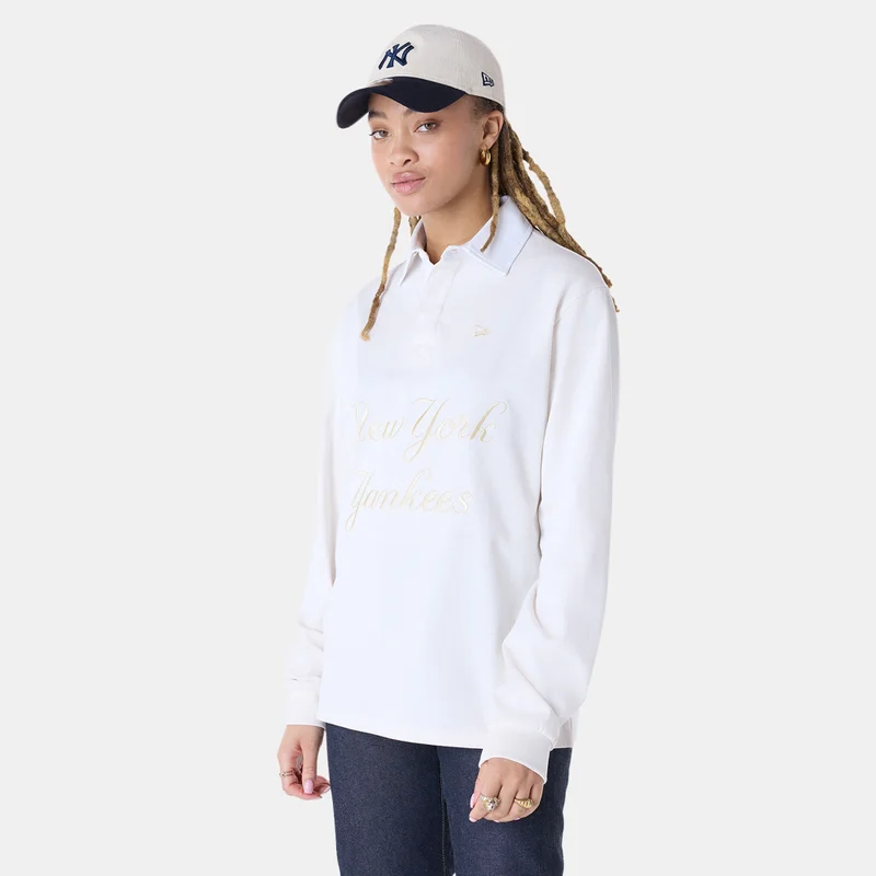 New Era White Men's MLB New York Yankees Script Rugby Shirt for Men | Best Price UAE