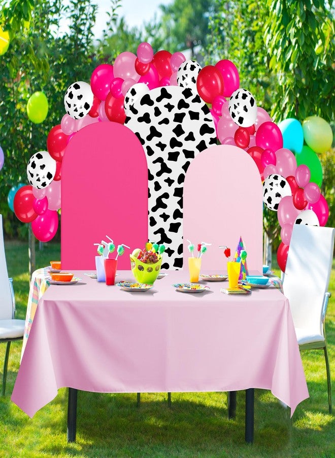 RimCereal 3 Sets Cow Theme Party Arch Backdrop Cover Cow Birthday Party Decorations Spandex Stretch Backdrop Stand Cover 4ft, 5ft, 6ft for Birthday Banquet Ceremony(Pink) - Image 5