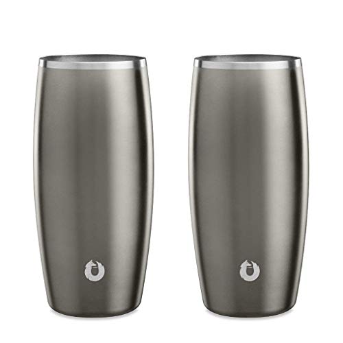 SNOWFOX Premium Vacuum Insulated Stainless Steel Beer Glass, Home Bar Accessories, Elegant Bartending, Lightweight Pint Glasses, Sleek Drinkware, Frosty Beverages Stay Cold, 18oz, Set of 2,Olive Grey - Image 1