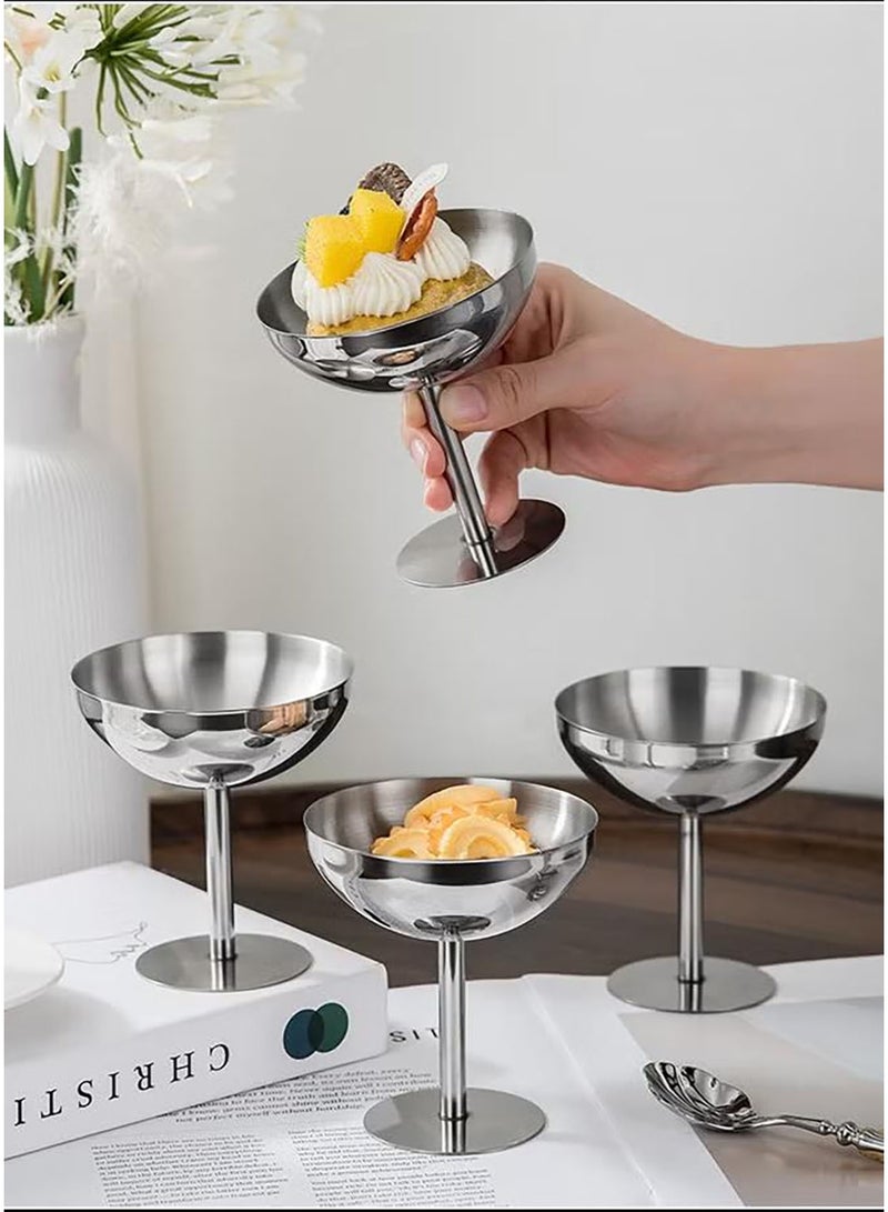 Relex 4pcs Dessert Cup, Dessert Bowl, Stainless Steel Dessert Cup, Ice Cream Cup, Pudding Cup, Custard Bowl - Image 1