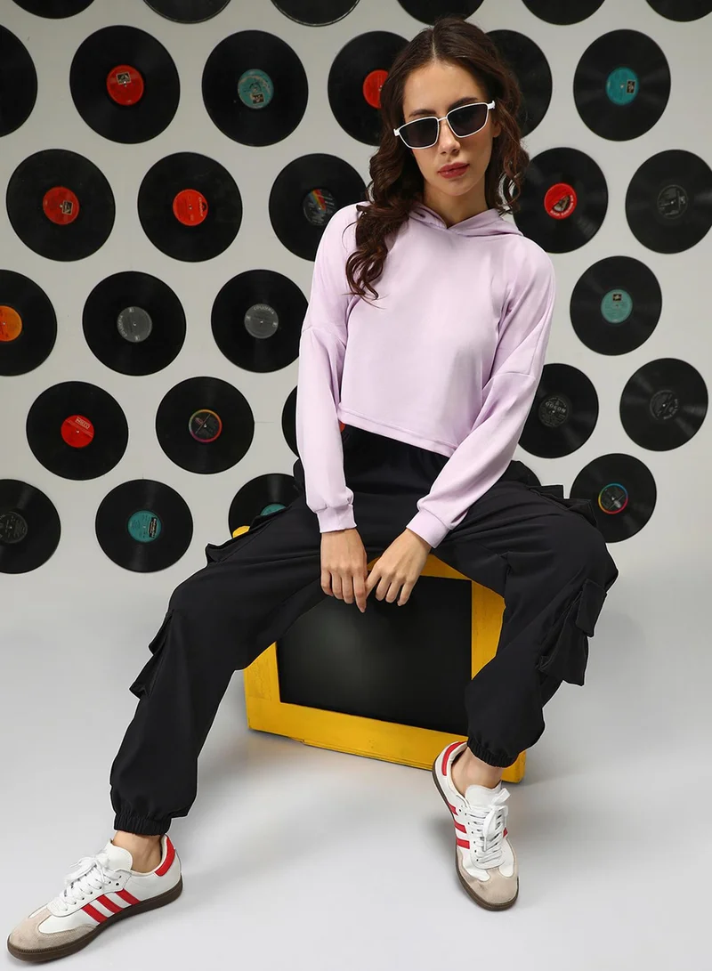 بينيا كولادا PINACOLADA Women's Lavender Solid Regular Hoodie For Casual Wear | Hooded Neck | Long Sleeves | Pull On Closure | Top Designed With Comfortable Fit For Woman & Girls