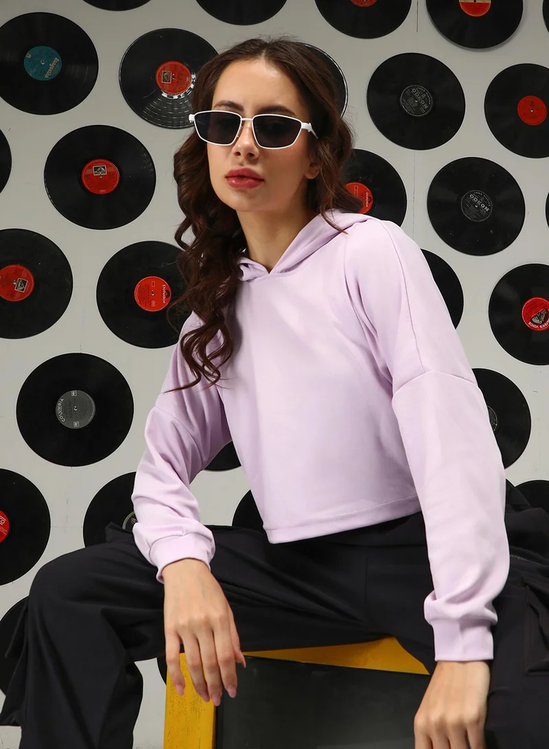 بينيا كولادا PINACOLADA Women's Lavender Solid Regular Hoodie For Casual Wear | Hooded Neck | Long Sleeves | Pull On Closure | Top Designed With Comfortable Fit For Woman & Girls