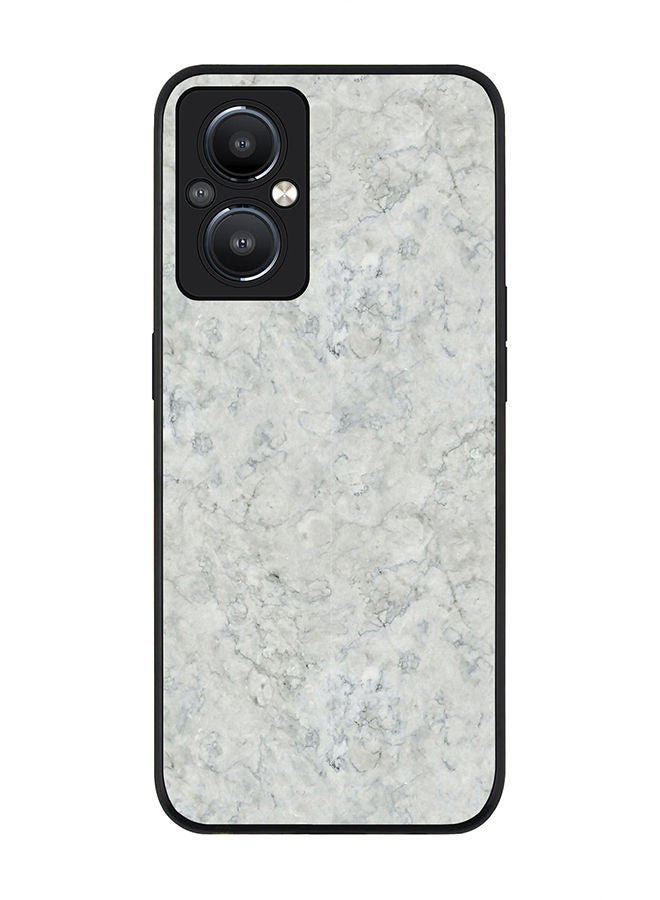 Stylizedd Rugged Black edge case for Reno8 Z 5G / Reno8 Lite 5G / Reno7 Z 5G Slim fit Soft Case Flexible Rubber Edges Anti Drop TPU Gel Thin Cover - Marble Texture White - Image 1