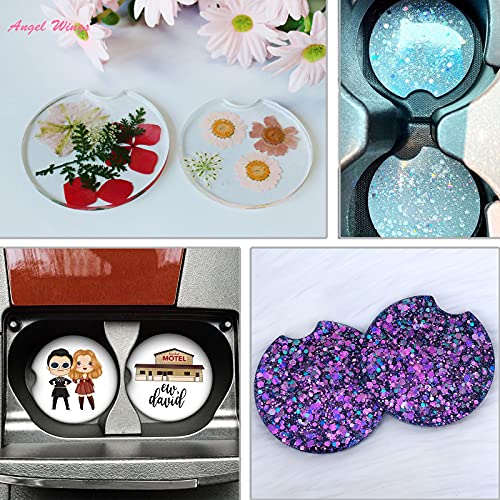 Angel Wings 2 Pack DIY Round Coaster Silicone Mold for Epoxy Resin Casting Molds Diameter 6.5cm/7.3cm, Molds for Casting, Home Decoration. - Image 4