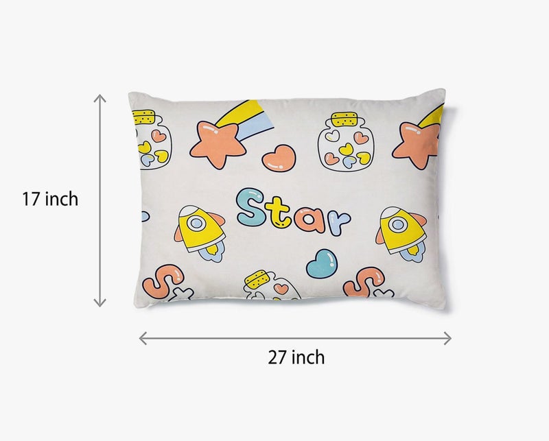 Filymore Kids Space Printed Pillow Covers for Kids Room | Made with Pure Microfiber Soft & Skin Friendly Pillow Cases | Size (17 x 27 inch, Cream and Orange) Set of 2 Covers. - Image 4