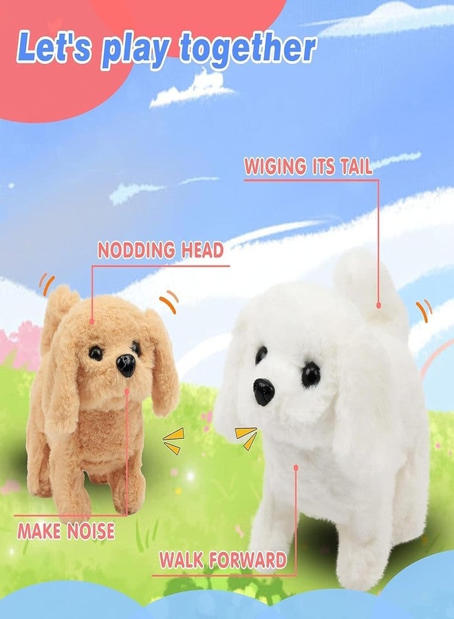 ABTER Interactive Walking Puppy Toy with Sound Effects, Battery-Operated Electronic Pet, White Plush Dog with Nodding Head, Wagging Tail and Barking Sounds, Educational Gift for Kids (White) - Image 5