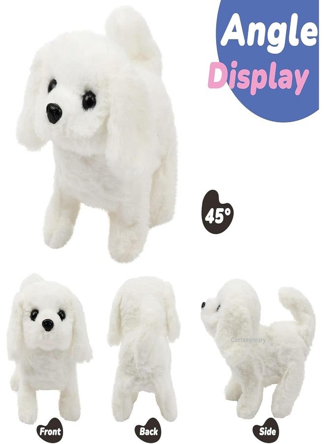 ABTER Interactive Walking Puppy Toy with Sound Effects, Battery-Operated Electronic Pet, White Plush Dog with Nodding Head, Wagging Tail and Barking Sounds, Educational Gift for Kids (White) - Image 2