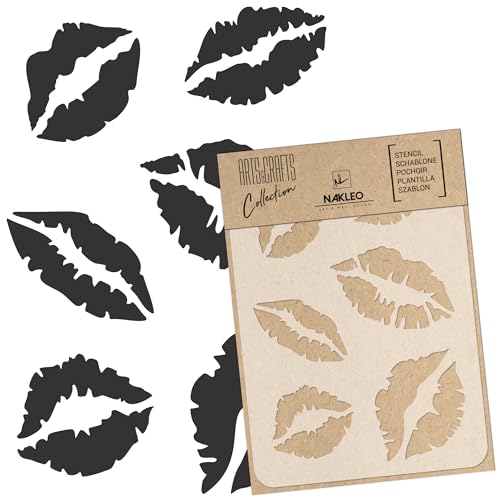 NAKLEO Painting Stencil for Crafts A5 5.9” x 8.3”, Lips Mouth Design Pattern, Reusable Plastic DIY & Scrapbooking Drawing Template, Decoupage Art Home Decor, Wall Wood Fabric Furniture - Image 1