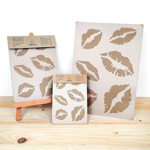 NAKLEO Painting Stencil for Crafts A5 5.9” x 8.3”, Lips Mouth Design Pattern, Reusable Plastic DIY & Scrapbooking Drawing Template, Decoupage Art Home Decor, Wall Wood Fabric Furniture - Image 4